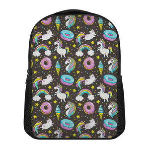 Girly Unicorn Donut Pattern Print Casual Backpack