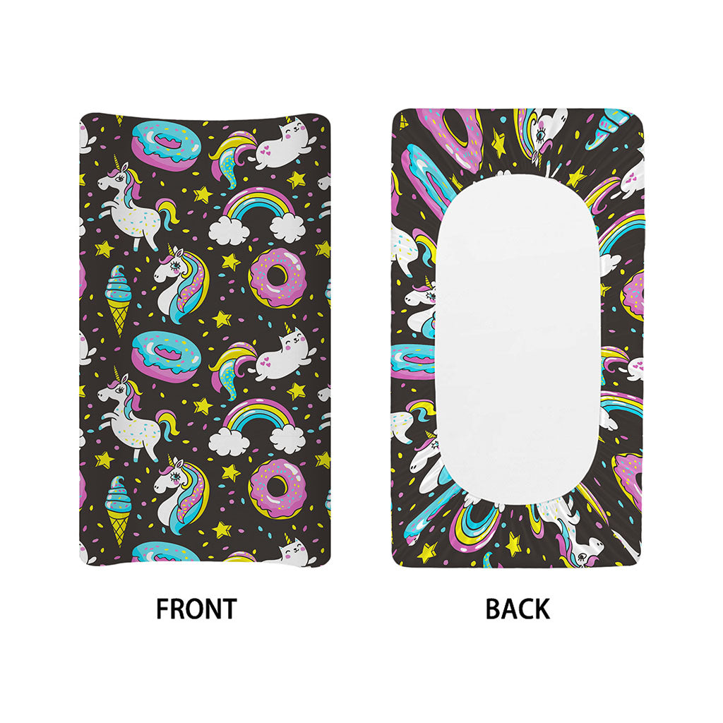 Girly Unicorn Donut Pattern Print Changing Pad Cover
