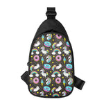 Girly Unicorn Donut Pattern Print Chest Bag