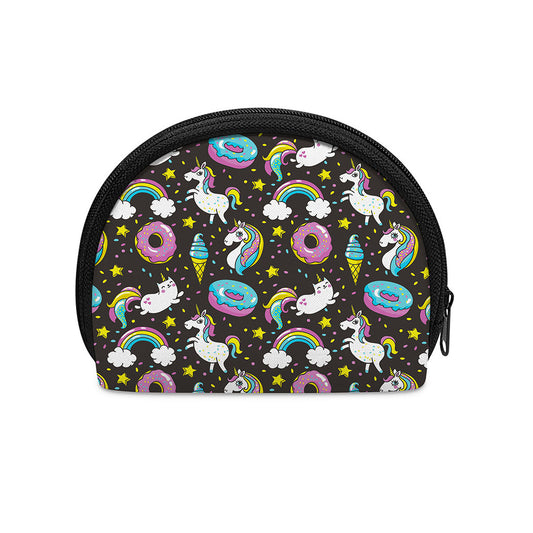 Girly Unicorn Donut Pattern Print Coin Purse