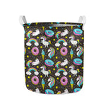Girly Unicorn Donut Pattern Print Collapsible Laundry Basket
