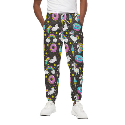 Girly Unicorn Donut Pattern Print Cotton Pants
