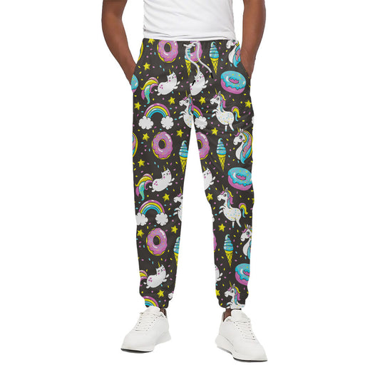 Girly Unicorn Donut Pattern Print Cotton Pants