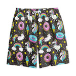 Girly Unicorn Donut Pattern Print Cotton Shorts