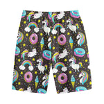 Girly Unicorn Donut Pattern Print Cotton Shorts