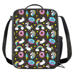 Girly Unicorn Donut Pattern Print Crossbody Lunch Bag