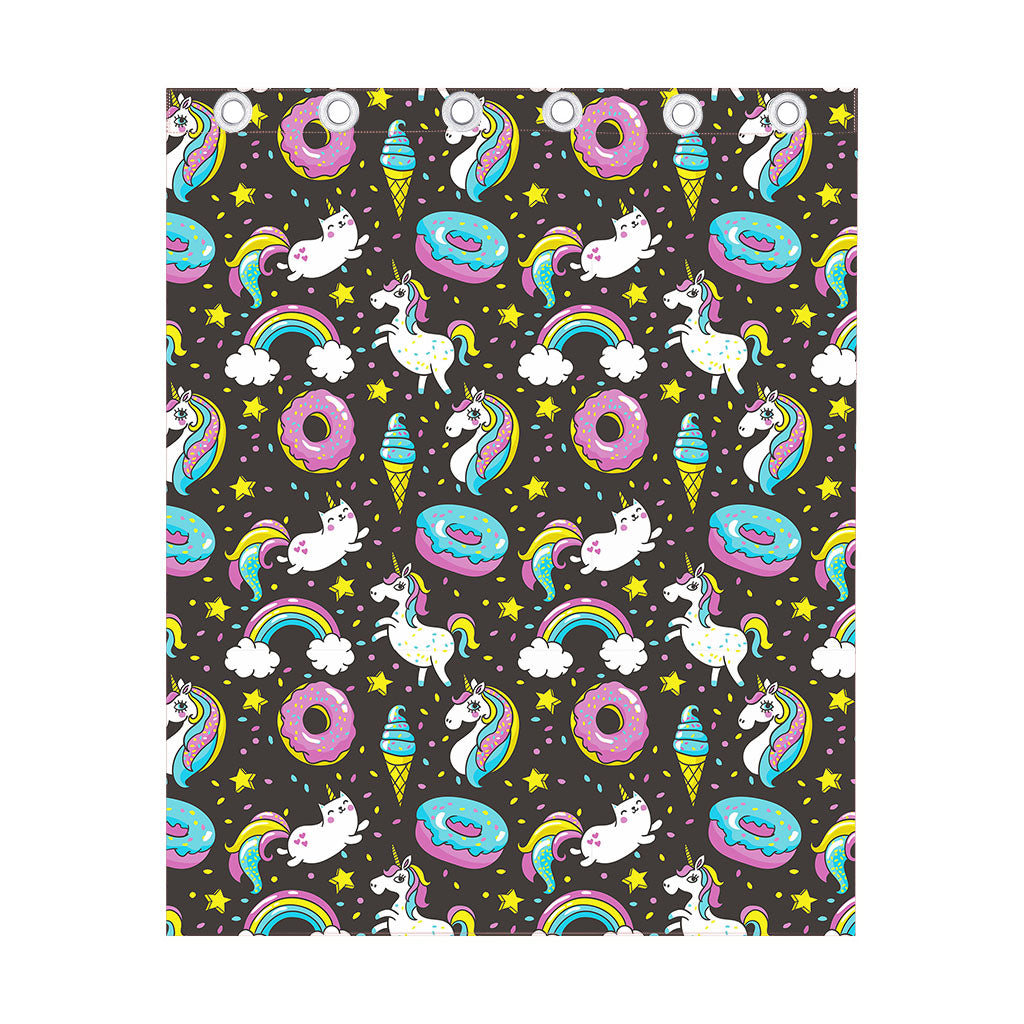 Girly Unicorn Donut Pattern Print Curtain