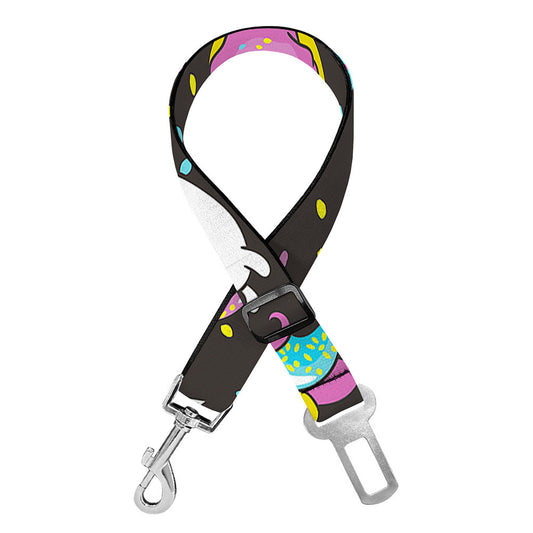 Girly Unicorn Donut Pattern Print Dog Seat Belt