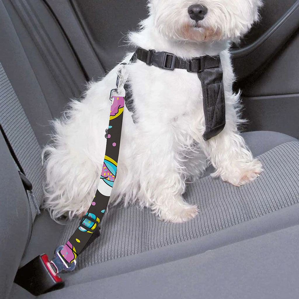Girly Unicorn Donut Pattern Print Dog Seat Belt