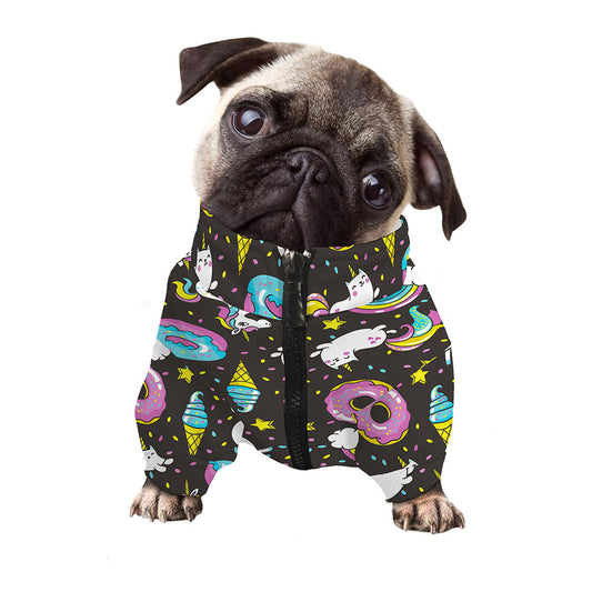 Girly Unicorn Donut Pattern Print Dog Zip Up Jacket