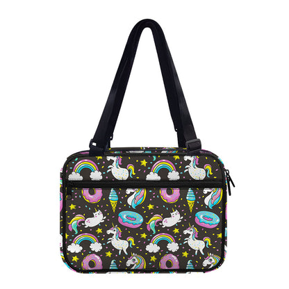 Girly Unicorn Donut Pattern Print Double Strap Bible Bag