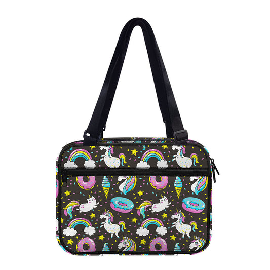 Girly Unicorn Donut Pattern Print Double Strap Bible Bag