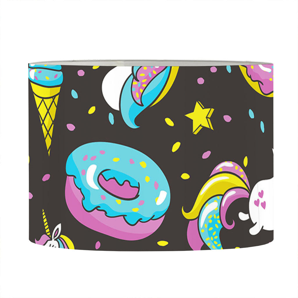 Girly Unicorn Donut Pattern Print Drum Lamp Shade