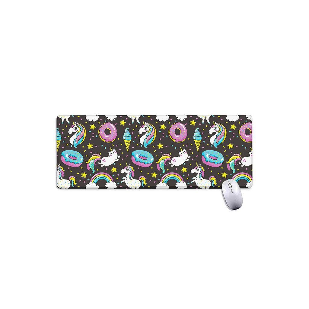 Girly Unicorn Donut Pattern Print Extended Mouse Pad