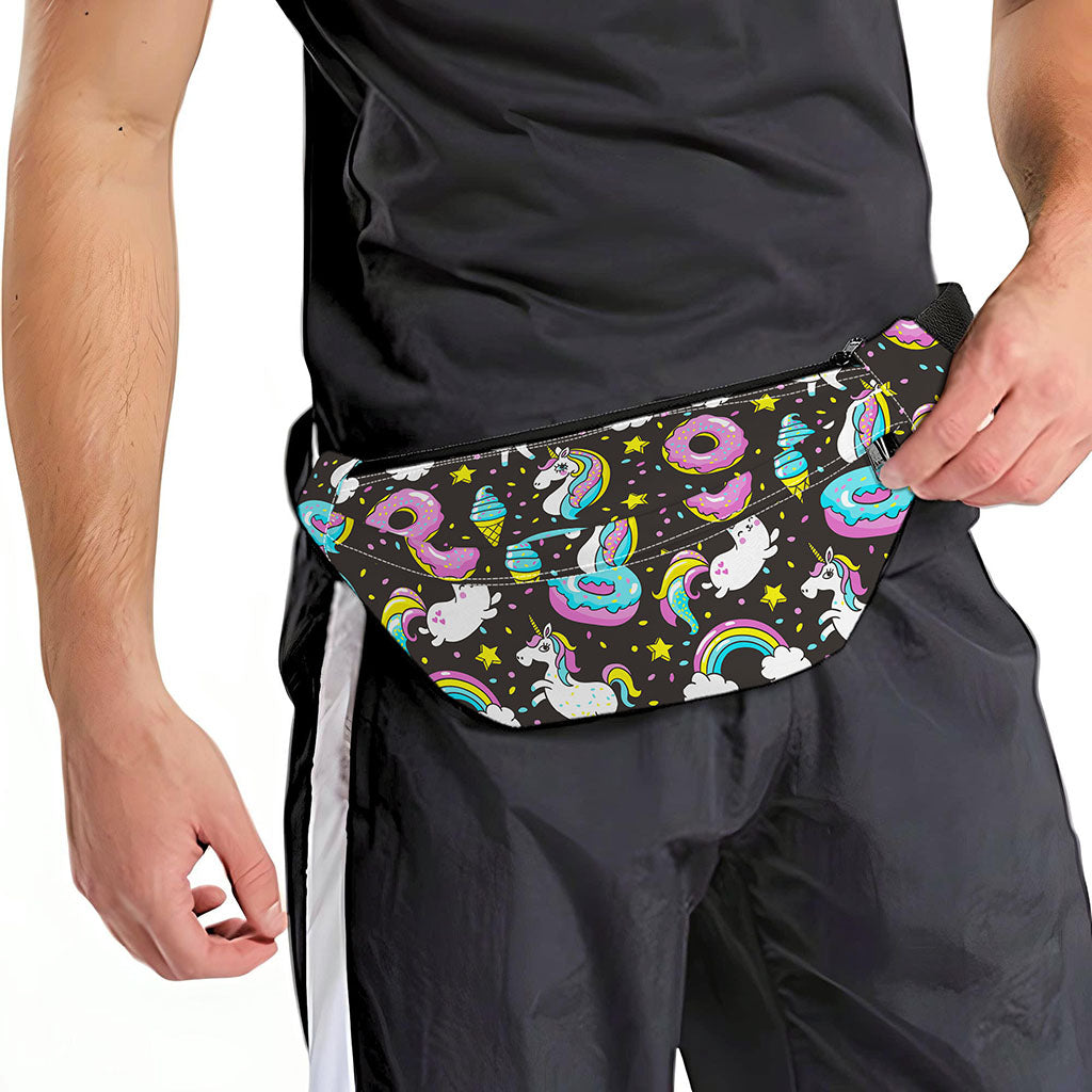 Girly Unicorn Donut Pattern Print Fanny Pack