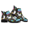 Girly Unicorn Donut Pattern Print Flat Ankle Boots