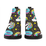 Girly Unicorn Donut Pattern Print Flat Ankle Boots