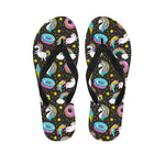 Girly Unicorn Donut Pattern Print Flip Flops