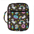 Girly Unicorn Donut Pattern Print Front Pocket Bible Bag