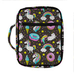 Girly Unicorn Donut Pattern Print Front Pocket Bible Bag