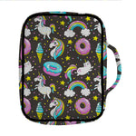 Girly Unicorn Donut Pattern Print Front Pocket Bible Bag