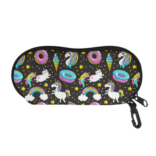 Girly Unicorn Donut Pattern Print Glasses Case