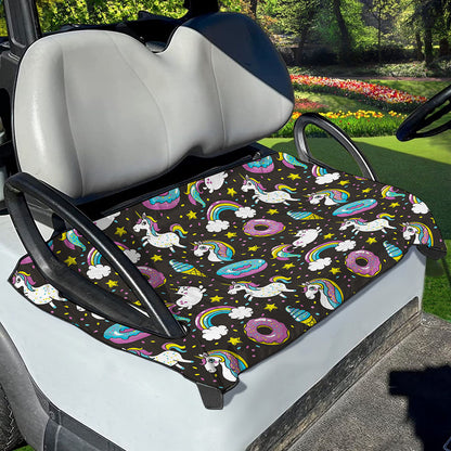Girly Unicorn Donut Pattern Print Golf Cart Seat Cover