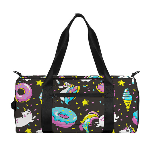 Girly Unicorn Donut Pattern Print Gym Bag