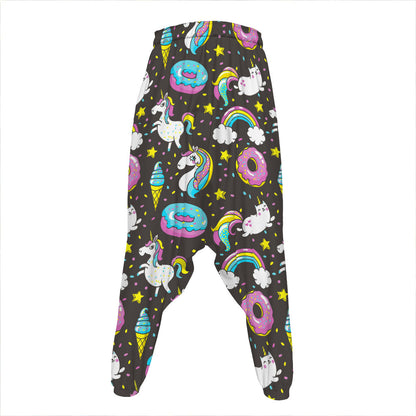 Girly Unicorn Donut Pattern Print Hammer Pants
