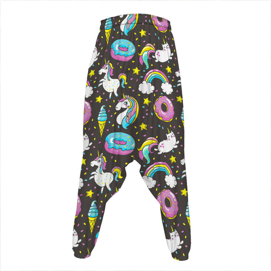 Girly Unicorn Donut Pattern Print Hammer Pants