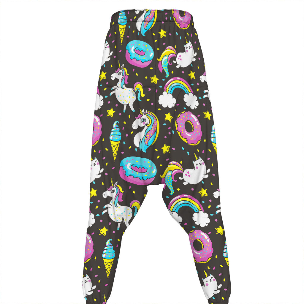 Girly Unicorn Donut Pattern Print Hammer Pants