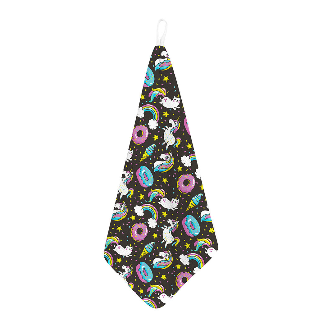 Girly Unicorn Donut Pattern Print Hand Towel