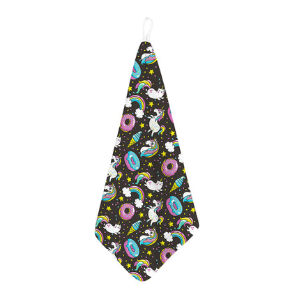 Girly Unicorn Donut Pattern Print Hand Towel