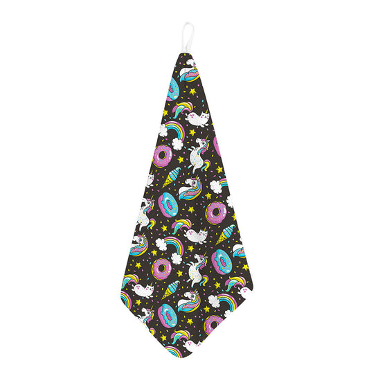 Girly Unicorn Donut Pattern Print Hand Towel