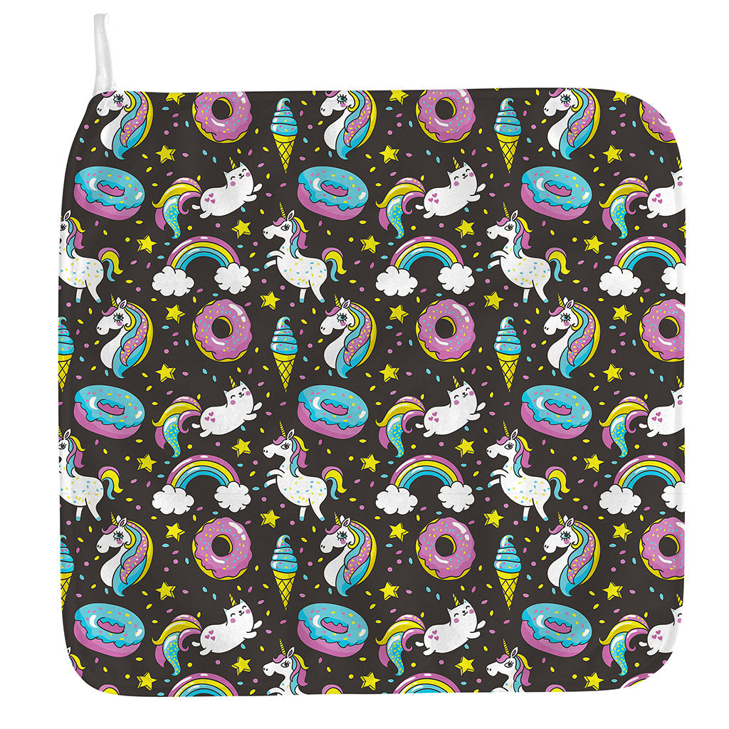 Girly Unicorn Donut Pattern Print Hand Towel