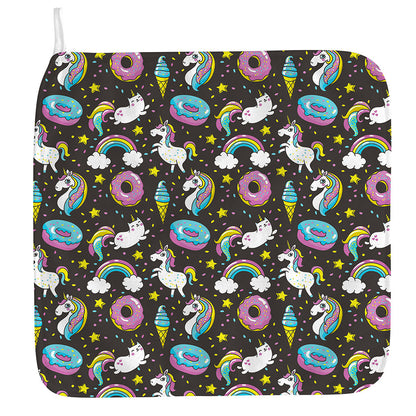 Girly Unicorn Donut Pattern Print Hand Towel