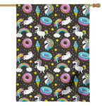 Girly Unicorn Donut Pattern Print House Flag