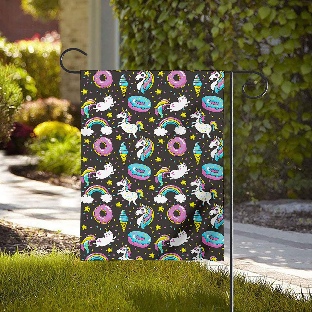 Girly Unicorn Donut Pattern Print House Flag