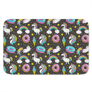 Girly Unicorn Donut Pattern Print Indoor Door Mat