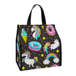 Girly Unicorn Donut Pattern Print Insulated Lunch Tote
