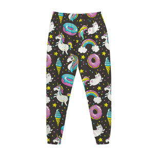 Girly Unicorn Donut Pattern Print Jogger Pants