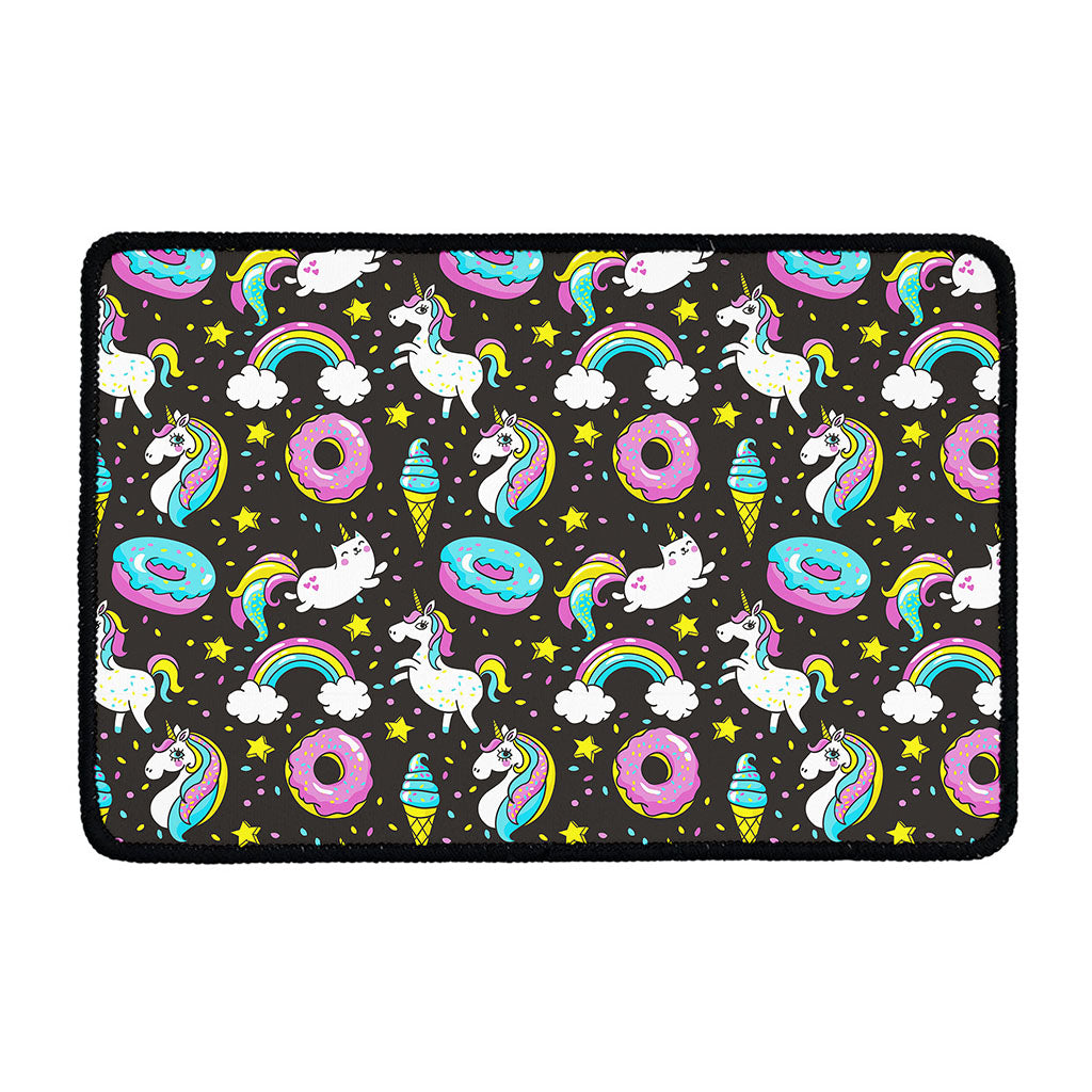 Girly Unicorn Donut Pattern Print Kitchen Mat