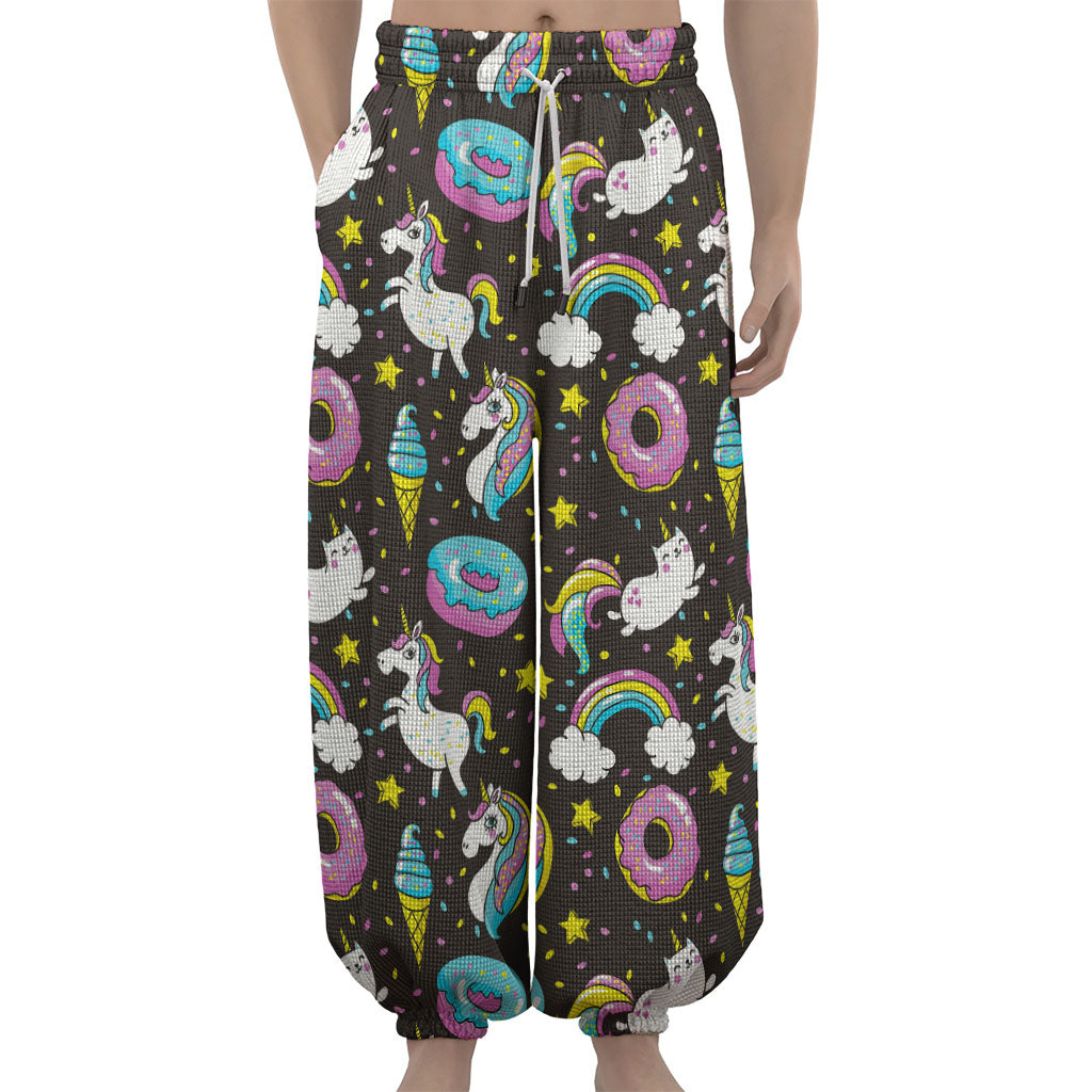 Girly Unicorn Donut Pattern Print Lantern Pants