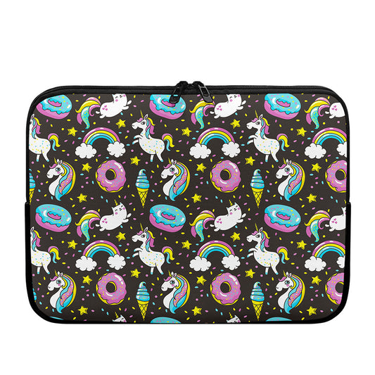 Girly Unicorn Donut Pattern Print Laptop Sleeve