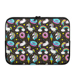 Girly Unicorn Donut Pattern Print Laptop Sleeve