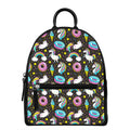 Girly Unicorn Donut Pattern Print Leather Backpack