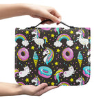 Girly Unicorn Donut Pattern Print Leather Bible Cover