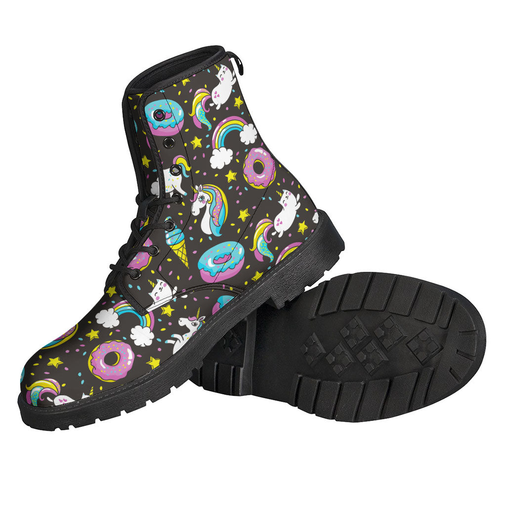 Girly Unicorn Donut Pattern Print Backpack