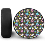 Girly Unicorn Donut Pattern Print Leather Spare Tire Cover