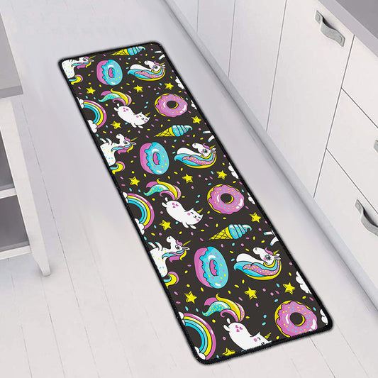 Girly Unicorn Donut Pattern Print Long Kitchen Mat